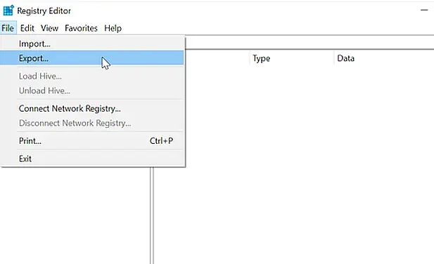 Export Windows Registry