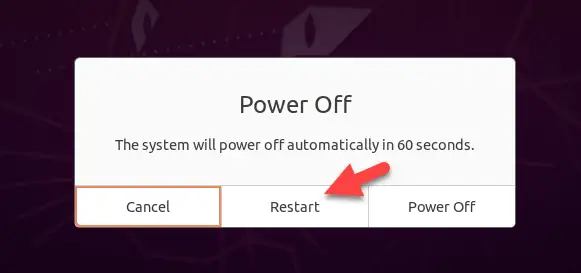 Restart Ubuntu di Virtualbox