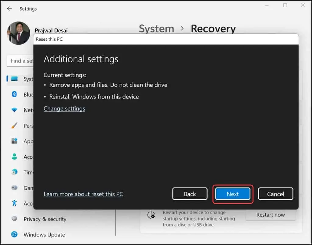 Cara Mereset Pabrik Windows 11 PC Snap6 1024x806