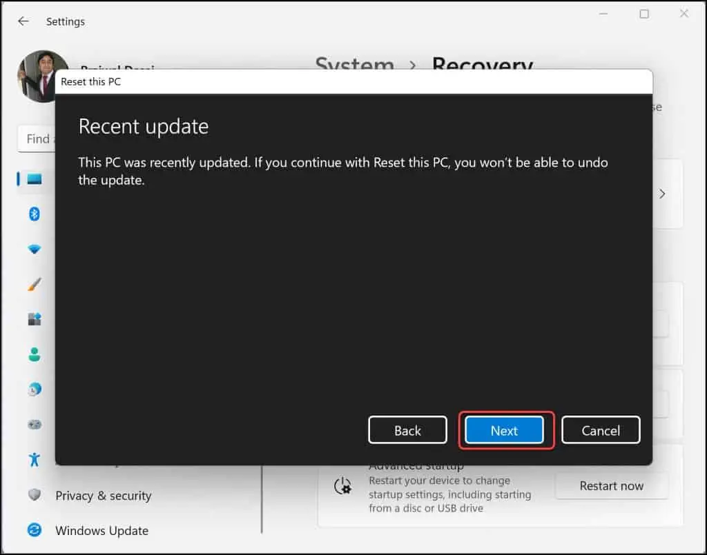 Cara Mereset Pabrik Windows 11 PC Snap7 1024x805